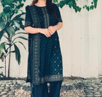 Navy Muse Printed Lawn Ready-to-Wear Plazo Set ✨