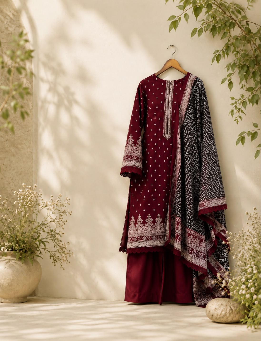 Ruby Noir Printed Soft Lawn Ready to Wear 3-Piece Suit ✨