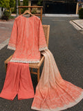 Peach Royale Printed Lawn Ready-to-Wear Farshi Shalwar Set ✨